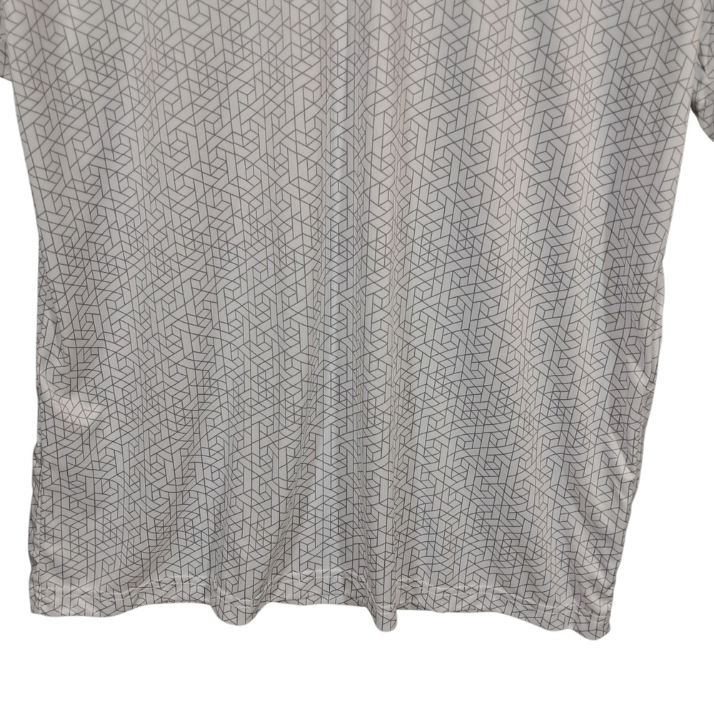 Collars & Co Mens Semi Spread Collar Polo Shirt XL White Geometric Short‎ Sleeve - Picture 7 of 15